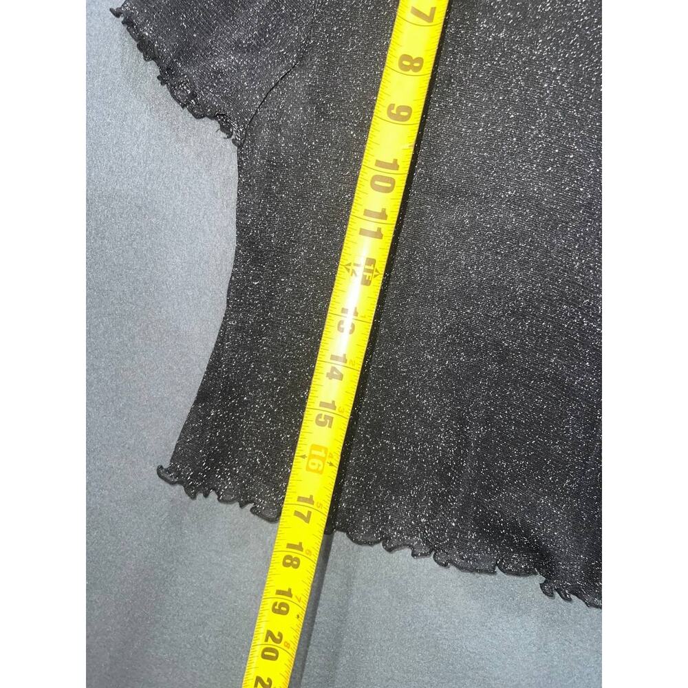 Brandy Melville Glitter Crop Top sheer Y2K Silver black crop ruf Small A008809 - Picture 3 of 6